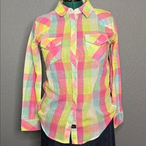 Rails Multicolor Plaid Button Down Shirt Women’s S Lightweight Spring Pink Yello